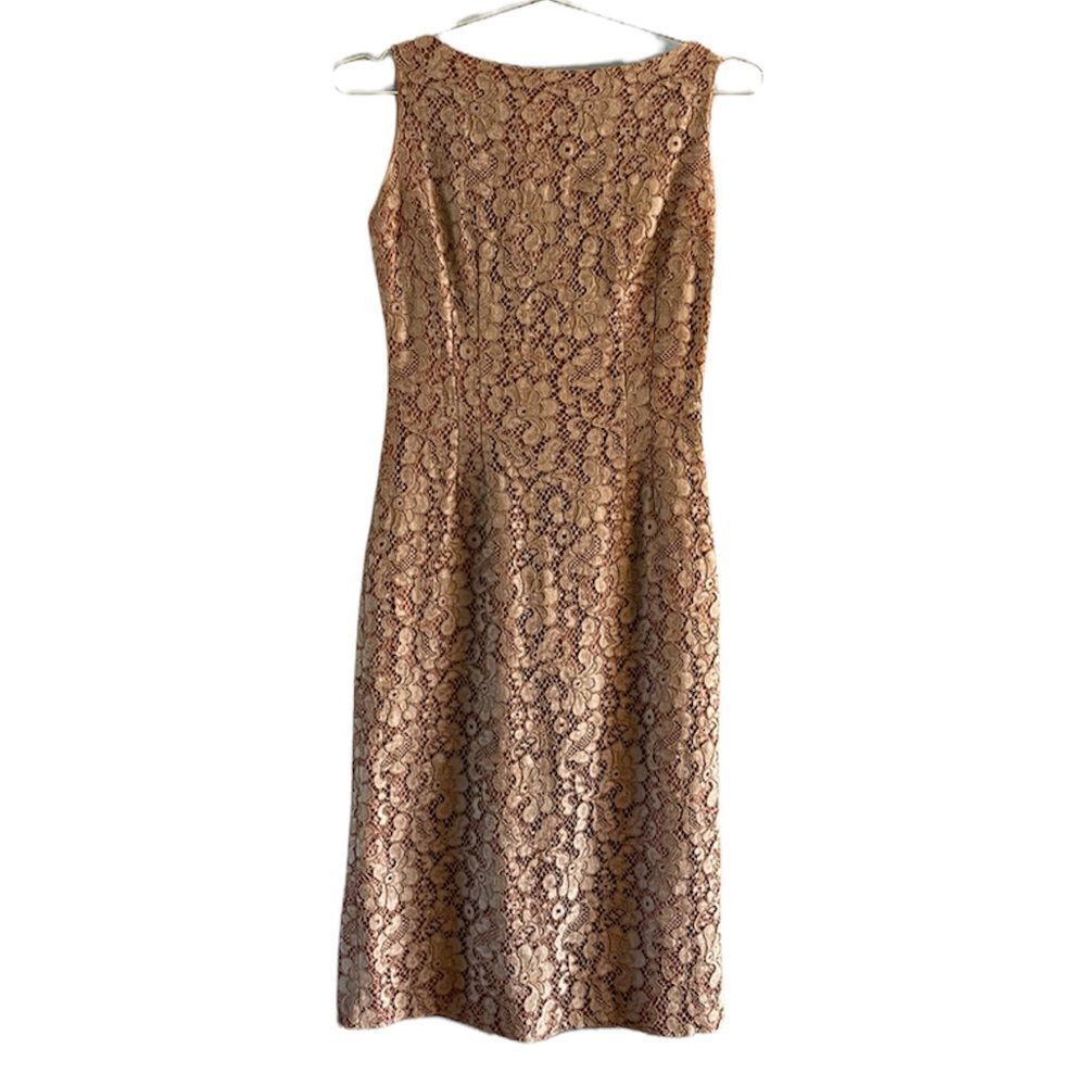 VTG Saks Fifth Avenue Sleeveless Lace Dress || Rose Gold